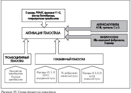 Схема процессов гемостаза